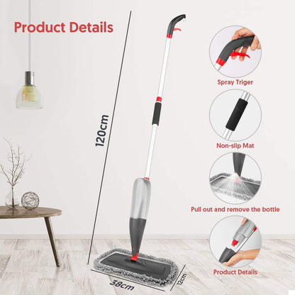 Microfiber Spray Mop Floor Cleaner with 3 Washable Pads Refillable Water Tank Flat Mop System MFM2295