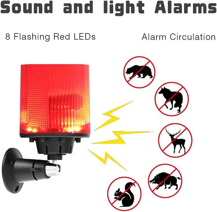 Solar Alarm Siren Light 110dB Outdoor Motion Sensor Warning Light with Record Function MFRE911L
