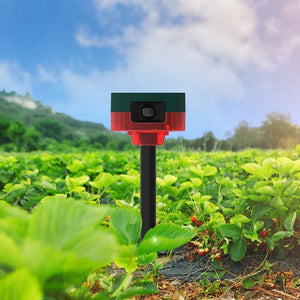 360 Degree Solar Motion Alarm 110dB Dog Barking Gunshot Siren Strobe Light MFRE911S
