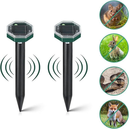 Solar Ultrasonic Mole Repellent Stake Outdoor Pest Deterrent Waterproof Garden MFRN102C