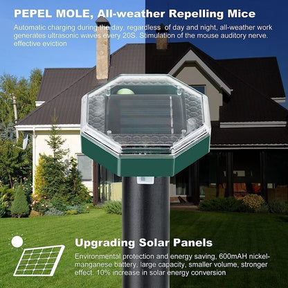 Solar Ultrasonic Mole Repellent Stake Outdoor Pest Deterrent Waterproof Garden MFRN102C