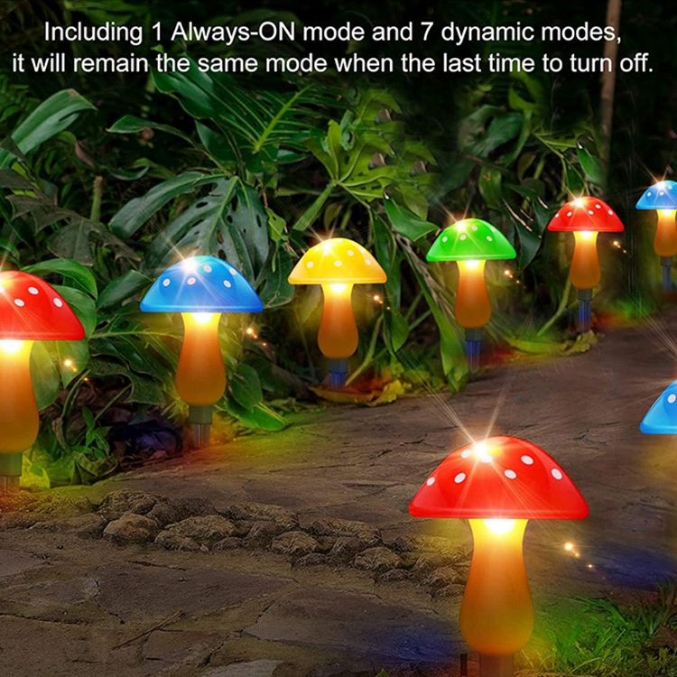 Solar Mushroom Garden Lights 8 LED Colourful Pathway Stake Lights Outdoor Decor MFSLC42C