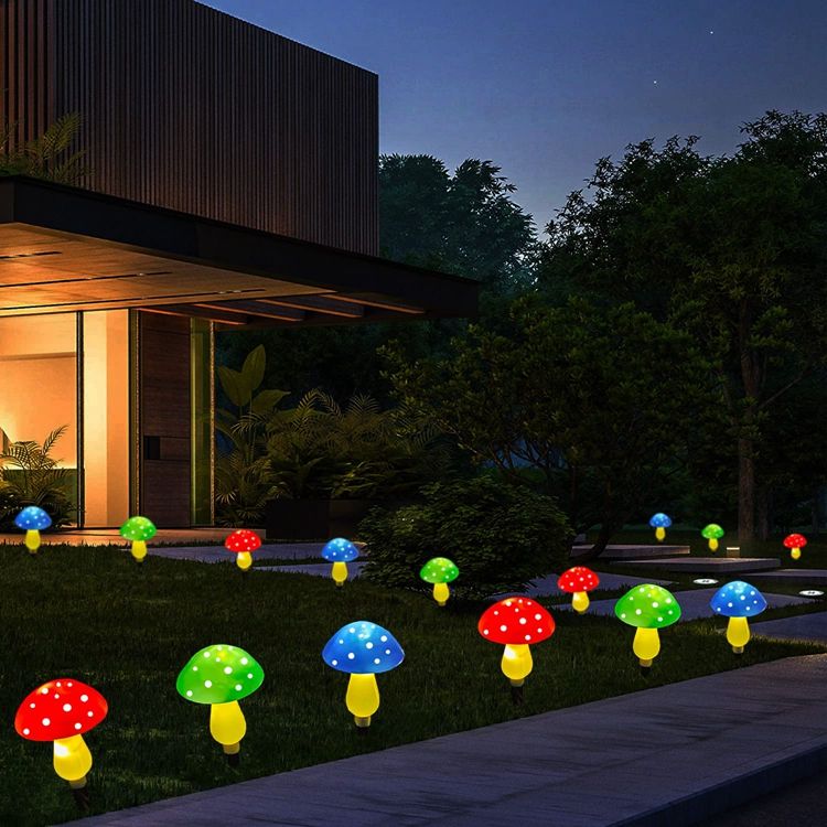 Solar Mushroom Garden Lights 8 LED Colourful Pathway Stake Lights Outdoor Decor MFSLC42C