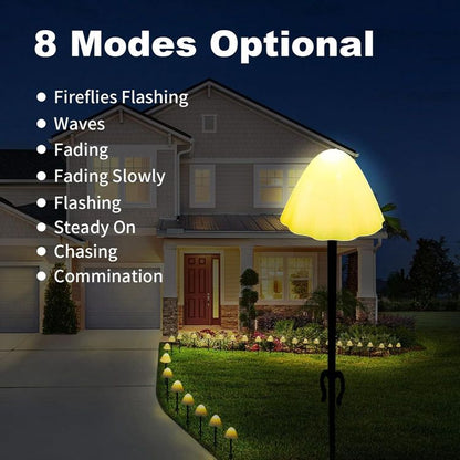 Solar Mushroom String Lights 20 LED Warm White Garden Pathway Lights 8 Modes MFSLC42W