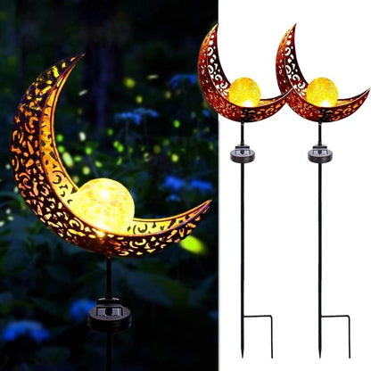 Solar Moon Stake Lights 2-Pack Ramadan Garden Pathway Lights Warm White Outdoor Decor MFTY112GM