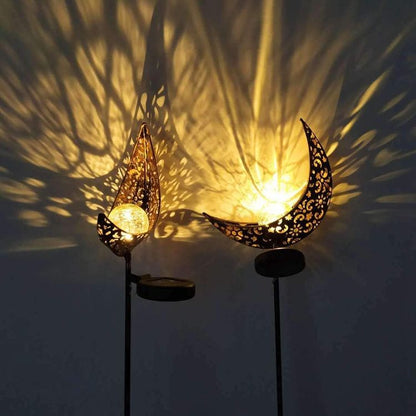 Solar Moon Stake Lights 2-Pack Ramadan Garden Pathway Lights Warm White Outdoor Decor MFTY112GM