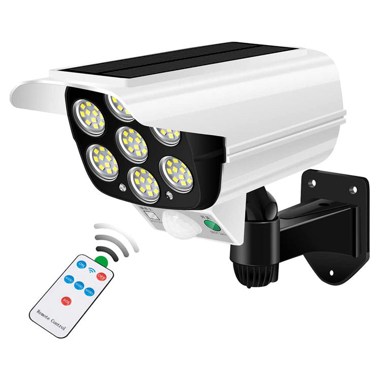 Solar Dummy Security Camera Light 77 LED Motion Sensor Remote Control Outdoor IP65 MFXH78T