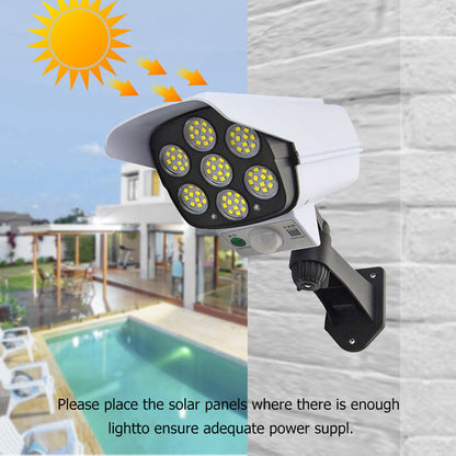 Solar Dummy Security Camera Light 77 LED Motion Sensor Remote Control Outdoor IP65 MFXH78T