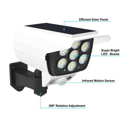 Solar Dummy Security Camera Light 77 LED Motion Sensor Remote Control Outdoor IP65 MFXH78T