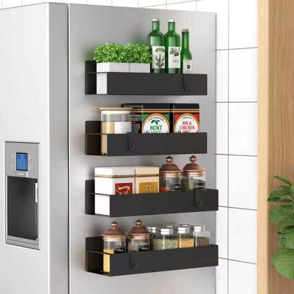 Magnetic Spice Rack Organizer Set 4PCS with Hooks Fridge Storage Shelf Metal Kitchen Organizer MRS2495