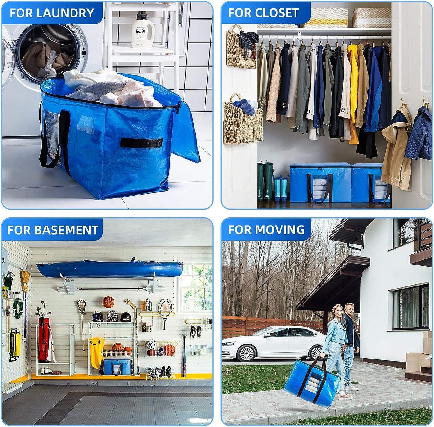 XXXL Moving Tote Bags 4-Pack 28" x 14" x 17" Heavy Duty Storage & Moving Bags MTOTE1