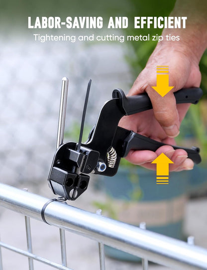 150-Piece Black Stainless Steel Metal Zip Ties 11.8" with Cable Tie Gun, Cutting Tool &amp; 200 lb Heavy-Duty Cable Ties&nbsp; MZT150