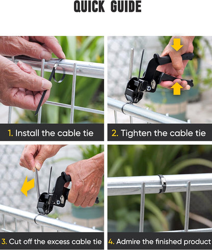 150-Piece Black Stainless Steel Metal Zip Ties 11.8" with Cable Tie Gun, Cutting Tool &amp; 200 lb Heavy-Duty Cable Ties&nbsp; MZT150