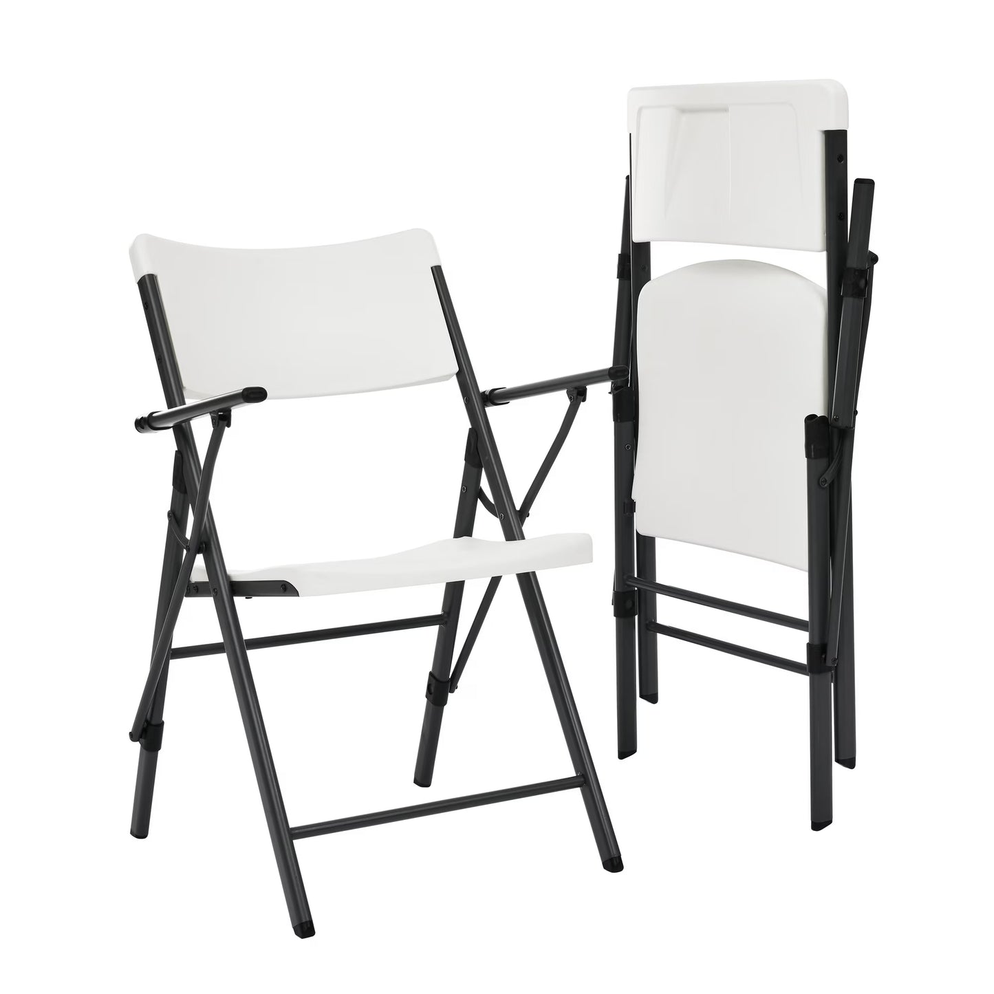Mainstays White Commercial Plastic Folding Chair with Armrests, Indoor Outdoor, 2 Pack 190517215629