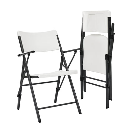 Mainstays White Commercial Plastic Folding Chair with Armrests, Indoor Outdoor, 2 Pack 190517215629