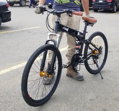 26" Folding Mountain Bike 21 Speed Shimano Aluminum Frame Front & Rear Suspension NS75