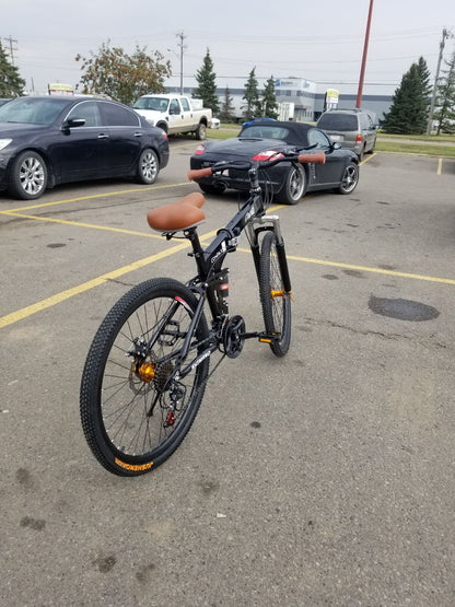 26" Folding Mountain Bike 21 Speed Shimano Aluminum Frame Front & Rear Suspension NS75