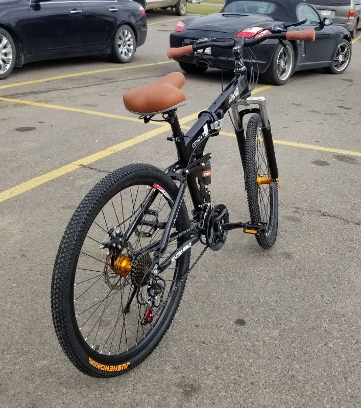 26" Folding Mountain Bike 21 Speed Shimano Aluminum Frame Front & Rear Suspension NS75