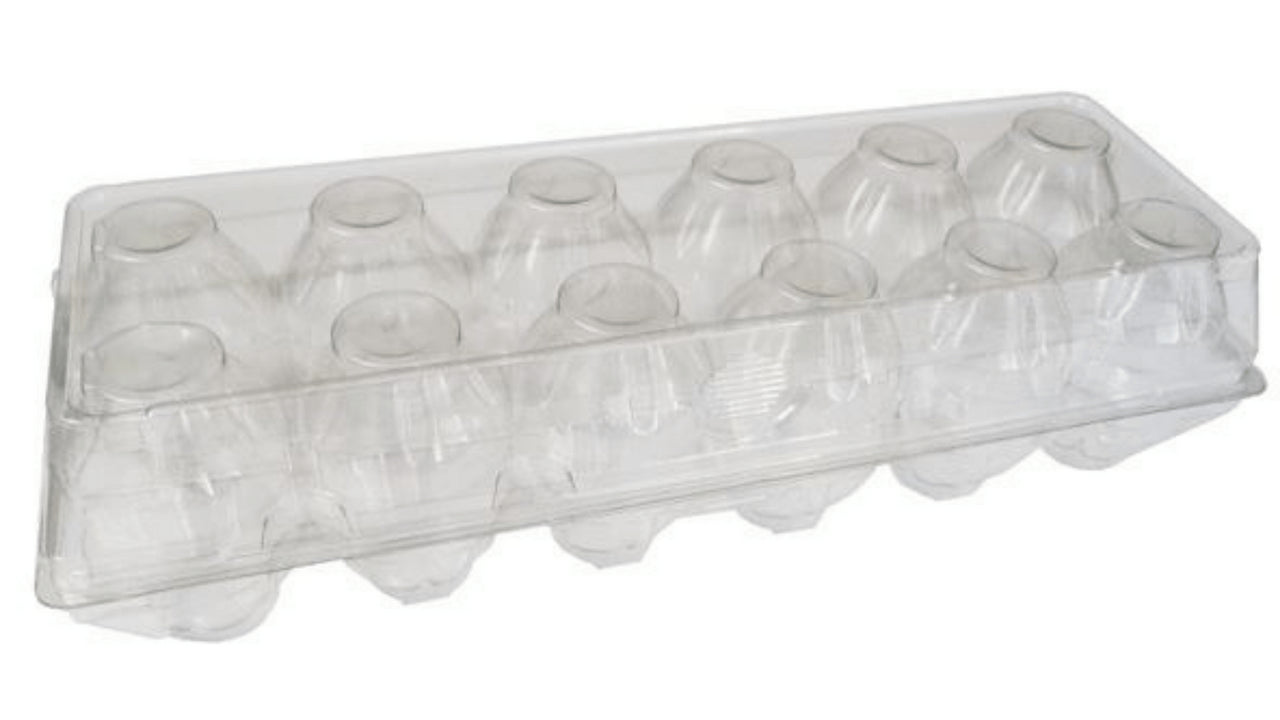 100-Pack Clear Plastic 12-Egg Cartons Flat Top One Dozen Egg Holder Containers for Farm, Market &amp; Home Use EGG100