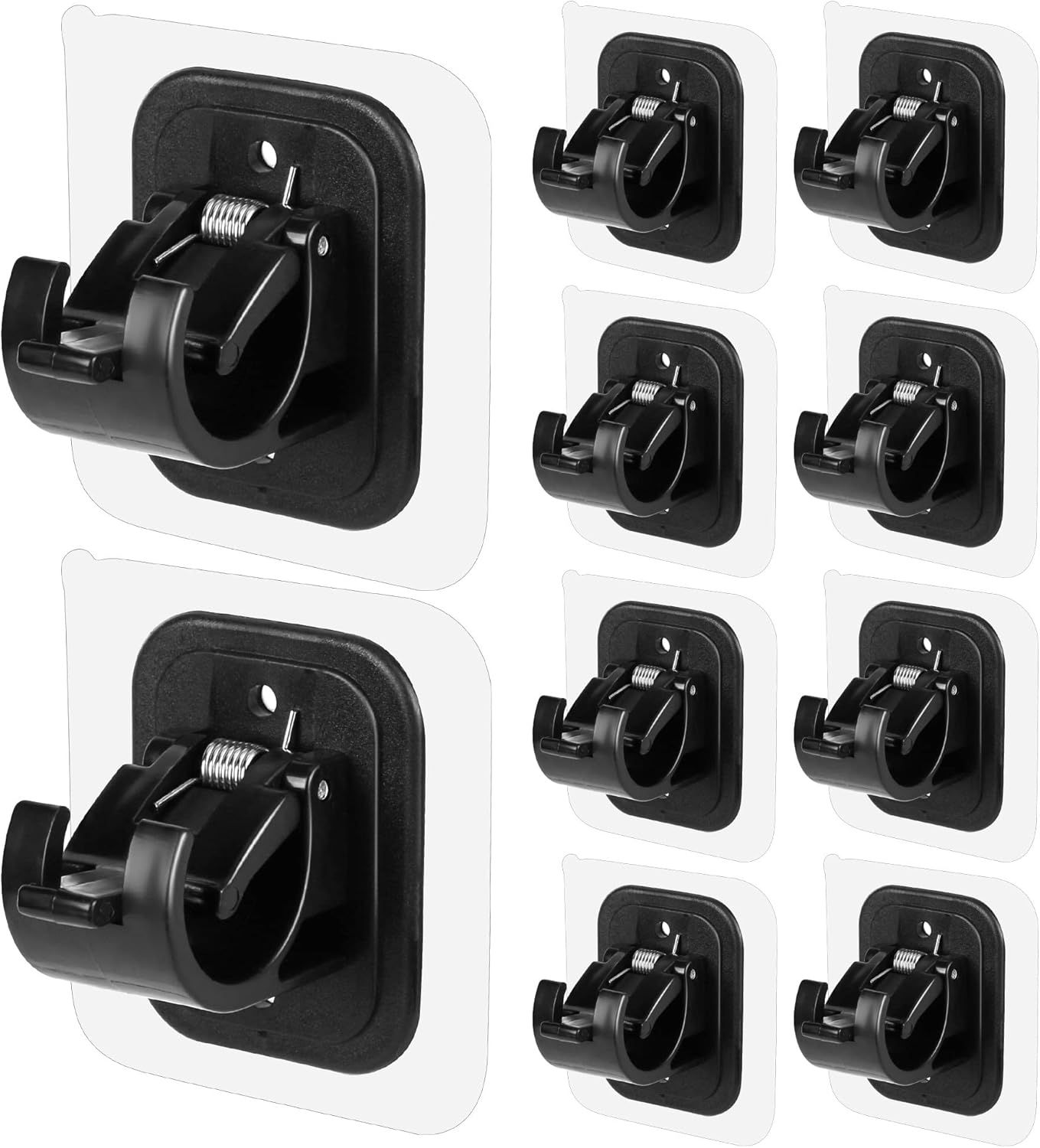 10PCS Self Adhesive Curtain Rod Brackets No Drill Curtain Holders Clear & Black RD1012