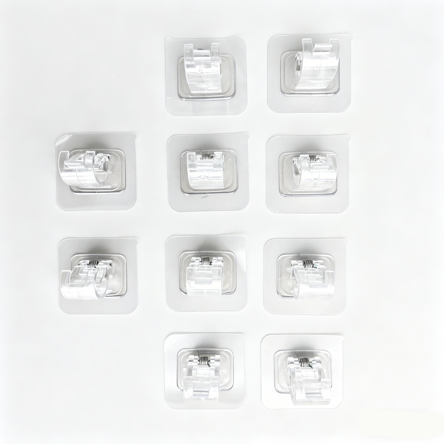 10PCS Self Adhesive Curtain Rod Brackets No Drill Curtain Holders Clear & Black RD1012