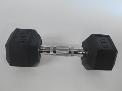 Rubber Hex Dumbbells 5–25LB Set Anti-Slip Home Gym Weight Lifting Training RHSET