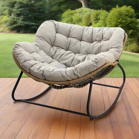 “Cozy rocking chair for two on patio with plush cushions”

“Indoor outdoor lounge rocking chair for two people”

“Gray double rocking chair with steel frame”

“Two-seater patio rocker for couples”

“Stylish nursery or balcony rocker with cozy seat”