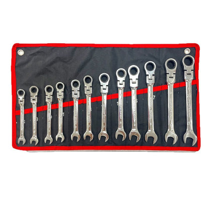 12pc Metric Ratcheting Wrench Set 8–19mm Chrome Plated With Carry Pouch S1125B