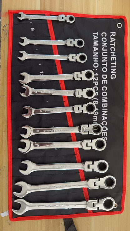 12pc Metric Ratcheting Wrench Set 8–19mm Chrome Plated With Carry Pouch S1125B