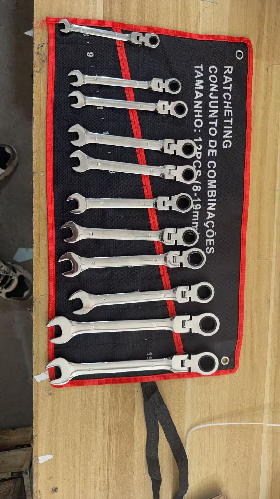 12pc Metric Ratcheting Wrench Set 8–19mm Chrome Plated With Carry Pouch S1125B