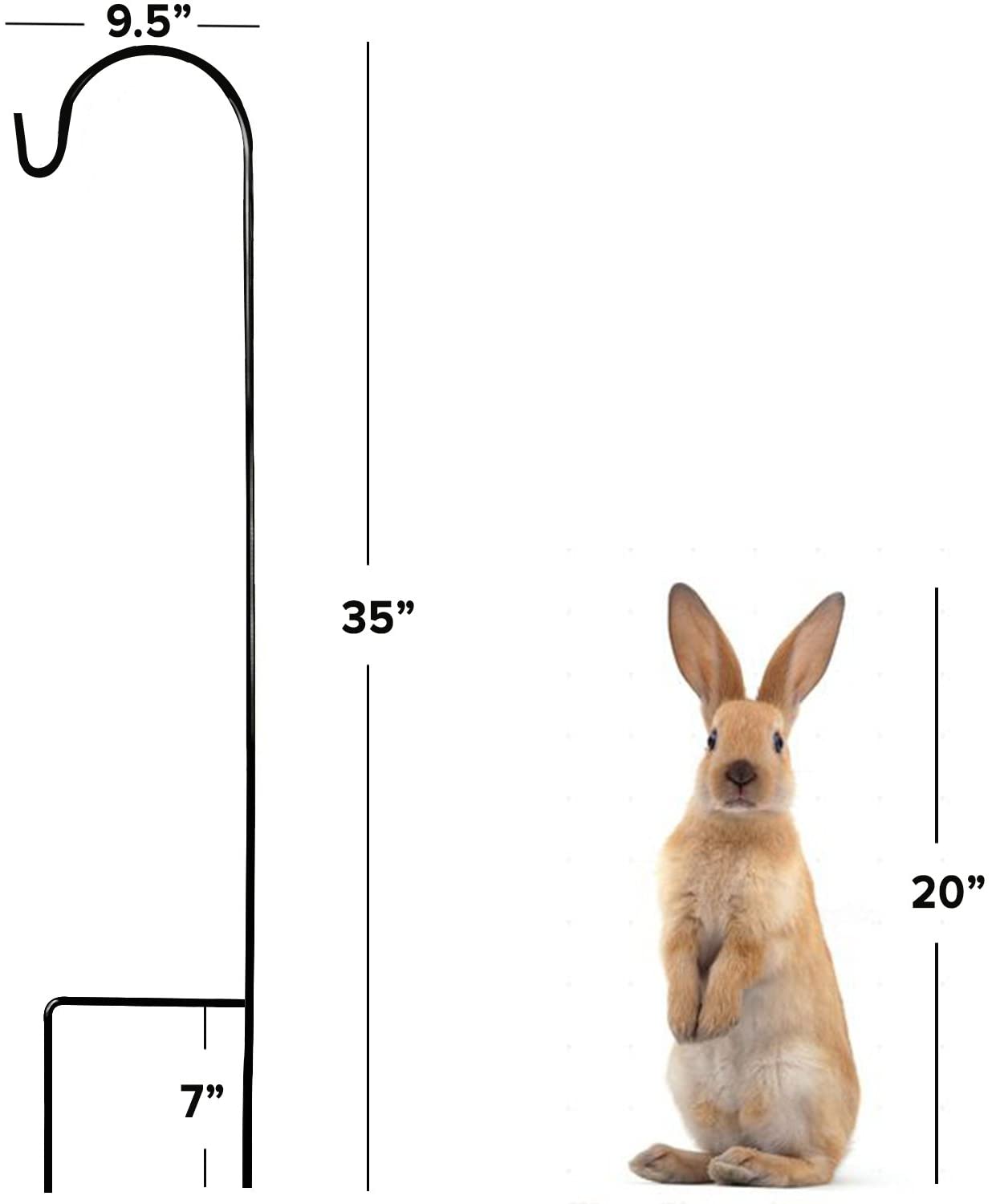 Set of 4 heavy-duty shepherd hooks front view
Hook supporting hanging plant in backyard
Hook with solar light near garden path
Outdoor shepherd’s hook with bird feeder
Decorative hooks used for Christmas lights