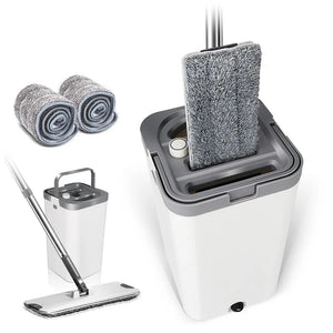 Flat Floor Mop & Bucket Set With 2 Reusable Microfiber Pads S3145
