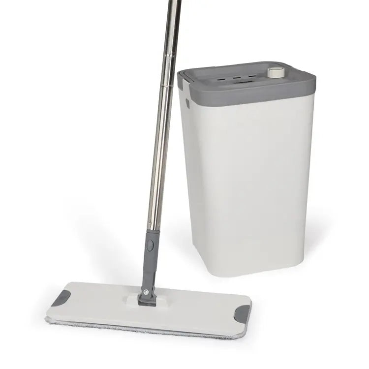 Flat Floor Mop & Bucket Set With 2 Reusable Microfiber Pads S3145