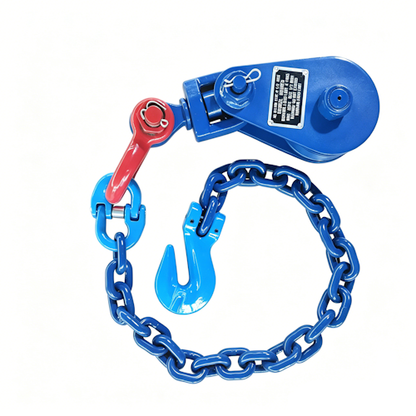 4 Ton Snatch Block with Shackle, 4.5" Pulley, 3/8" G100 Chain Anchor &amp; Hook for Towing, Recovery and Rigging SA4T45
