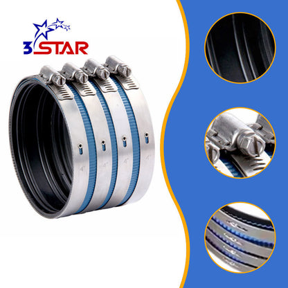 Stainless Steel No Hub Pipe Clamps Heavy Duty Coupling Clamps (1.5"/2"/3") SHC01