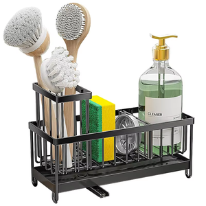 304 Stainless Steel Kitchen Sink Caddy Sponge Holder Rustproof Organizer with Drain Tray SSC1895