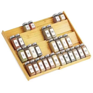 Adjustable Bamboo Spice Rack Expandable Kitchen Organizer Shelf SY26041806