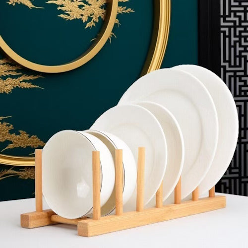 Bamboo Plate Drying Rack Kitchen Dish Drainer Holder SY26041815