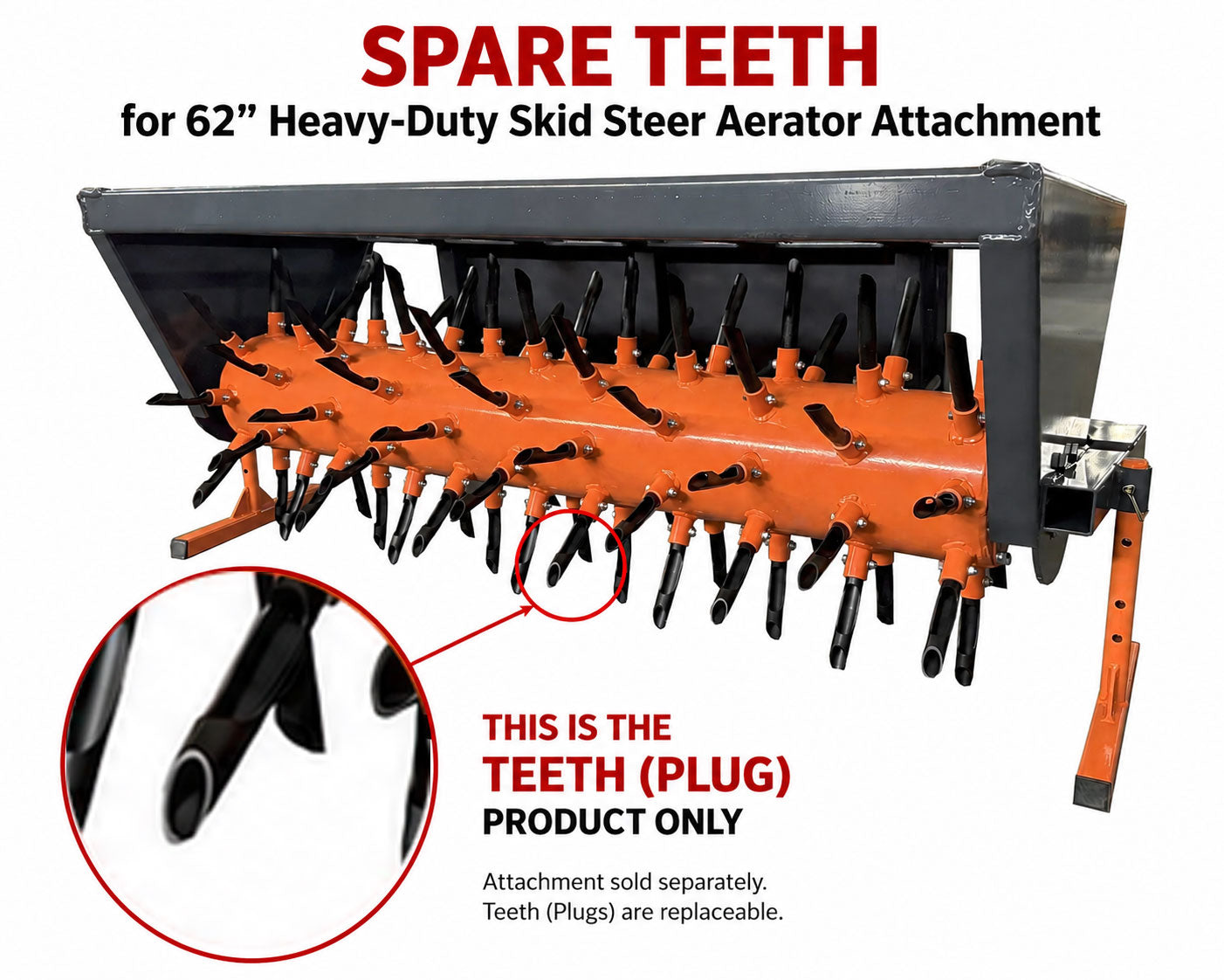 Spare Teeth for 62” Heavy-Duty Skid steer Aerator Attachment