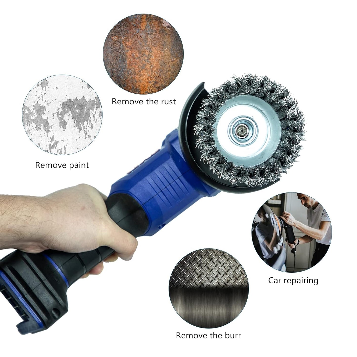 6-Piece 4" Wire Cup Brush Set with 5/8"-11 Arbor for Angle Grinders, Rust Removal, Paint Stripping & Metal Cleaning T0995