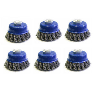 6-Piece 4" Wire Cup Brush Set with 5/8"-11 Arbor for Angle Grinders, Rust Removal, Paint Stripping & Metal Cleaning T0995