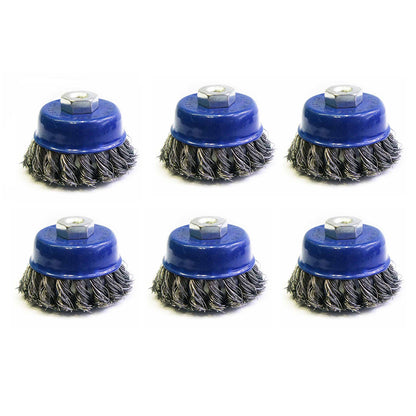 6-Piece 4" Wire Cup Brush Set with 5/8"-11 Arbor for Angle Grinders, Rust Removal, Paint Stripping & Metal Cleaning T0995