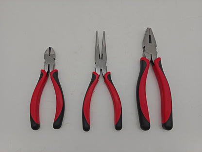 3-Piece Cutting Pliers Set 6" 8" Diagonal Long Nose Linesman T1000