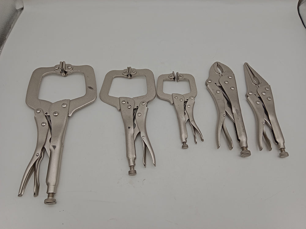 5-Piece Locking Pliers Set C-Clamp &amp; Long Nose Heavy Duty T1003