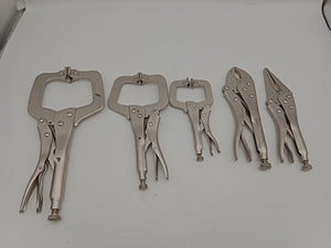 5-Piece Locking Pliers Set C-Clamp &amp; Long Nose Heavy Duty T1003