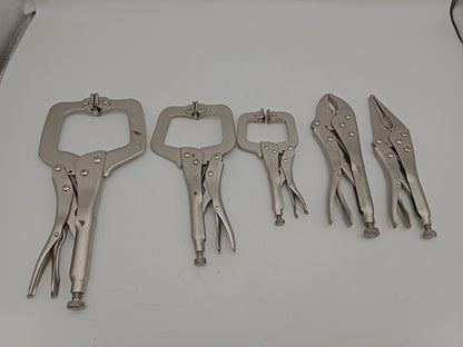 5-Piece Locking Pliers Set C-Clamp &amp; Long Nose Heavy Duty T1003