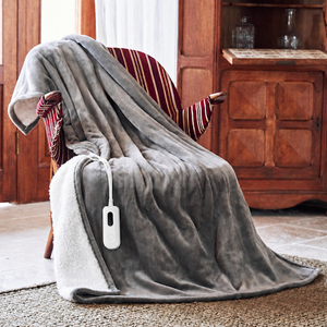 50" x 60" Electric Heated Throw Blanket Flannel Fleece &amp; Sherpa Overblanket with 4 Heat Settings, Auto Shut-Off &amp; Overheat Protection T355060