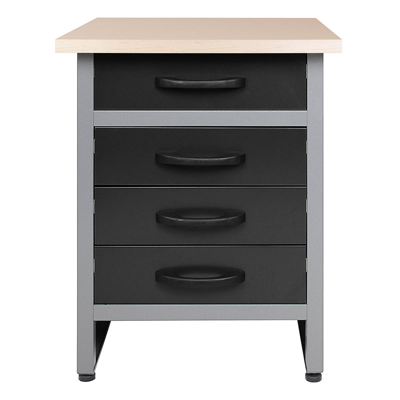 24" x 24" Steel Workbench with 4 Drawers & Solid Wood Top, 33.5" Height Heavy Duty Garage Storage Bench TC005