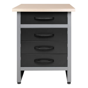 24" x 24" Steel Workbench with 4 Drawers & Solid Wood Top, 33.5" Height Heavy Duty Garage Storage Bench TC005