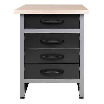 24" x 24" Steel Workbench with 4 Drawers & Solid Wood Top, 33.5" Height Heavy Duty Garage Storage Bench TC005